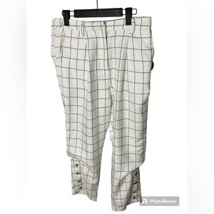 Chriselle X JOA Women White Plaid High Waist Skinny Trouser Pants Size M N2